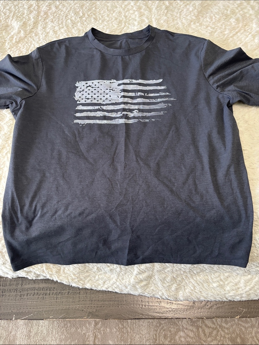 Men's Short Sleeve Graphic Tee - Black with White Flag Print